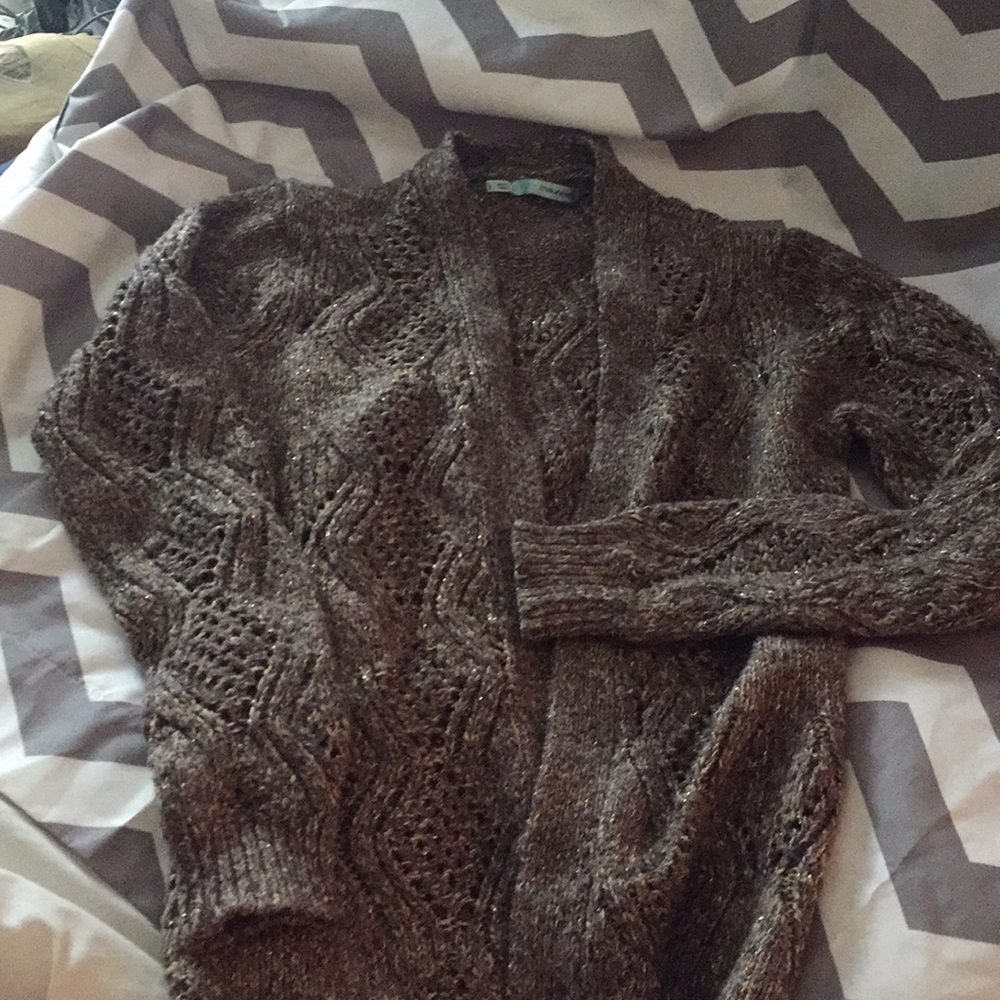 Maurice’s cardigan. Brown with metallic threads